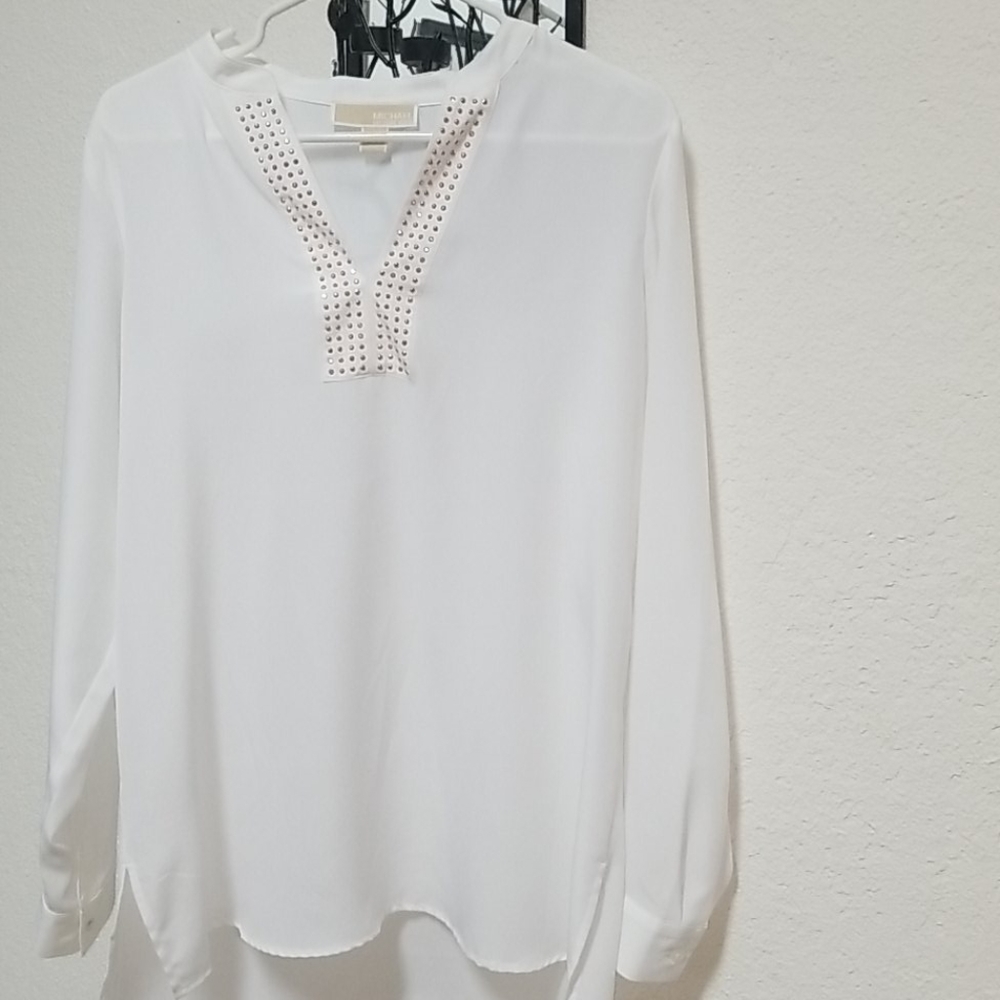 Women's Michael Kors White sheer white v-neck